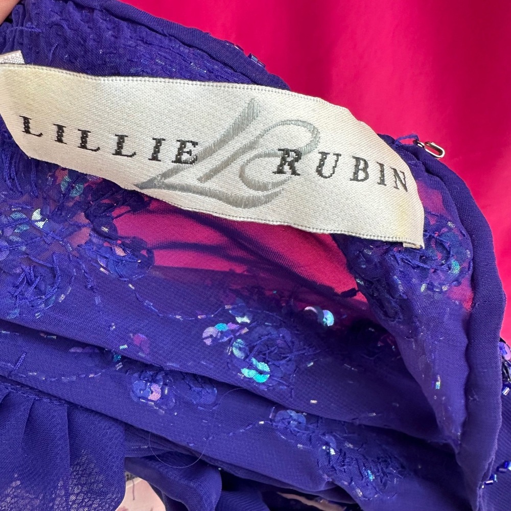 Sequin Beaded Sheer Purple Tunic Top XL Vintage Y2K Lillie Rubin‎ Glam Party - Picture 16 of 17